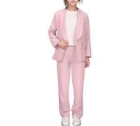 Chaqueta de niña con Solapa de Color Liso, Traje Abierto de Manga Larga para niñas de 5 a 14 años (7-8 Years)