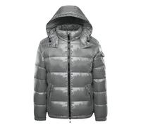Chaqueta de niño largo para hombre de gran tamaño, de manga larga, de color sólido, con capucha luminosa y abrigo acolchado de lana, chaquetas de invierno tallas grandes, 2-gy1, XXL