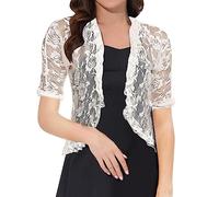 Chaqueta de novia para mujer, de encaje, protección solar, bolero, corta, chaqueta pequeña, chaqueta de punto para vestidos de noche, manga 3/4, chaqueta de hombro de gasa, chaqueta de encaje, O