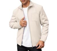 Chaqueta de ocio para hombre, ligera, monocolor, básica, de entretiempo, chaquetas de moda con cremallera, chaqueta softshell para otoño, chaqueta de bombardero de gran tamaño, chaqueta de punto