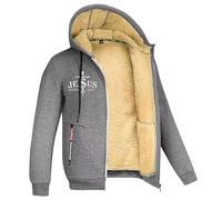 Chaqueta de otoño Chaqueta cálida masculina e invierno, a la moda, casual, monocolor, manga larga, bolsillo, capucha, algodón, abrigo X país hombre, gris, S