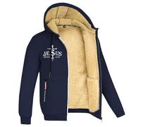 Chaqueta de otoño Chaqueta cálida masculina e invierno, a la moda, casual, monocolor, manga larga, bolsillo, capucha, algodón, abrigo X país hombre, marine, S