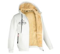 Chaqueta de otoño Chaqueta cálida masculina e invierno, a la moda, casual, monocolor, manga larga, bolsillo, capucha, algodón, abrigo X país hombre, Blanco, S