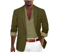 Chaqueta de otoño e invierno para hombre, con solapa y bolsillos de un botón, color liso, para hombre, Ejercito Verde, XL