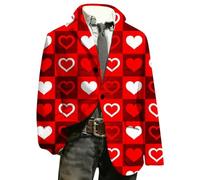 Chaqueta de pana para San Valentín para hombre, traje festivo con estampado de corazón, un botón, chaqueta de solapa con cuello en V, chaqueta de pana informal para exteriores, chaqueta de pana
