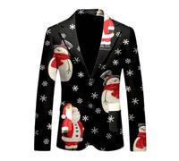 Chaqueta de Papá Noel para hombre Moda casual Impresión de personalidad Elegante blazer para hombre estilo casual chaqueta de traje de moda elegante chaqueta de hombre, Negro , M