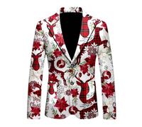 Chaqueta de Papá Noel para hombre Moda casual Impresión de personalidad Elegante blazer para hombre estilo casual chaqueta de traje de moda elegante chaqueta de hombre, rojo, L