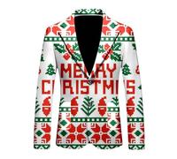 Chaqueta de Papá Noel para hombre Moda casual Impresión de personalidad Elegante blazer para hombre estilo casual chaqueta de traje de moda elegante chaqueta de hombre, verde, XL
