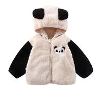 Chaqueta De Peluche Animados para NiñOs Invierno Bebé Lindo Peluche con Capucha Cremallera Abrigo De Casa Lindo OíDo Bebé Ropa Exterior Cremallera Ropa Gruesa (White, 2-3 Years)
