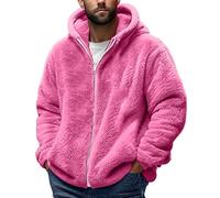 Chaqueta de peluche para hombre, chaqueta de forro polar de terciopelo de doble cara, color liso, informal, chaqueta de lana gruesa, chaqueta con capucha y cremallera, abrigo cálido de invierno para