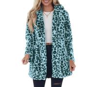 Chaqueta de peluche para mujer, abrigo de forro polar sherpa, abrigo de leopardo para mujer, ajuste holgado, chaqueta de invierno con estampado cálido, abrigo para mujer, disfraz mullido para invierno