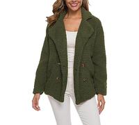 Chaqueta de peluche para mujer, abrigo de forro polar sherpa, ropa de abrigo para mujer, cárdigan suelto con botones, abrigo mullido para invierno, vida diaria, regalos de Navidad, verde, 5XL