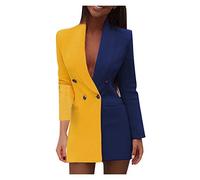 Chaqueta de peluche para mujer, sudadera con capucha mullida, vestido de traje en V, cuello largo, abrigo, manga para mujer, abrigo para mujer, ropa cálida de invierno para exteriores, amarillo, L