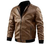 Chaqueta de piel auténtica para hombre, chaqueta bomber de piel para hombre, chaqueta de motociclista, chaqueta de cuero, chaqueta de invierno, chaqueta de invierno, chaqueta de moda fina, cuello alto