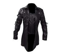 Chaqueta de piel gótica para hombre, chaqueta de moto vintage para hombre, estilo steampunk, abrigo de piel, chaqueta de entretiempo medieval, chaqueta de entretiempo victoriana, gabardina de piel