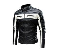 Chaqueta de piel para hombre, chaqueta de ante, chaqueta de entretiempo para moto, universidad, chaqueta de piel sintética, estilo años 50, chaqueta de motorista, chaqueta bomber retro, chaqueta de