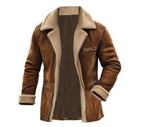 Chaqueta de piel para hombre, larga, para invierno, chaqueta de ante forrada para exteriores, resistente al viento, chaqueta de entretiempo, chaqueta de tiempo libre, chaqueta gruesa cortavientos con
