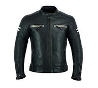 CHAQUETA DE PIEL PARA HOMBRE NEGRO PIEL PERFORADO CE PROTECTORES MBJ-10A, Negro, L
