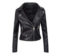 Chaqueta de piel para mujer, abrigo de piel, elegante, de gran tamaño, chaqueta bomber de piel, gabardina vintage, chaqueta de motorista, gótica, deportiva, chaqueta de moto, chaqueta de entretiempo