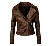 Chaqueta de piel para mujer, abrigo de piel, elegante, de gran tamaño, chaqueta bomber de piel, gabardina vintage, chaqueta de motorista, gótica, deportiva, chaqueta de moto, chaqueta de entretiempo