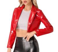 Chaqueta de piel para mujer, abrigo de piel vintage, gabardina Y2k, chaqueta de moto, gótica, abrigo de entretiempo, elegante, chaqueta deportiva, chaqueta de entretiempo, chaqueta bomber, B02 rojo, L
