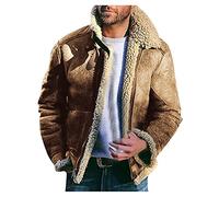 Chaqueta de piel sintética para hombre - Chaqueta de invierno para hombre, forrada, gruesa, vintage, de piel sintética, chaqueta de entretiempo, chaqueta de aviador, chaqueta de invierno, con
