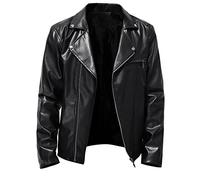 Chaqueta de piel sintética para hombre, chaqueta de motorista, vintage, cuello alto, manga larga, chaqueta bomber, tallas grandes, chaqueta de entretiempo, holgada, chaqueta softshell steampunk