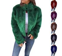 Chaqueta de piel sintética para mujer, corta, elegante, de un solo color, abrigo de piel, chaqueta de invierno, abrigo de piel de invierno, esponjosa, chaqueta de felpa, cálida, chaqueta de pelo