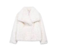 Chaqueta de Piel Sintética para Mujer,Cuello Solapa Abrigo Pelo Corto Grueso Abrigos de Invierno Cálido Chaqueta Manga Larga con Bolsillos Elegante y Cómodo Cazadora de Forro Polar Moda Lujo Faux Fur