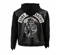 Chaqueta de piel sintética SOA Son of Anarchy Biker Club California para hombre, chalecos y sudadera con capucha para hombre, SOA Chaqueta negra - Piel sintética, M