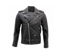 Chaqueta De Piel vacuno hombre biker Brando Hide Clásica Negro Infinity