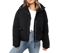 Chaqueta de Pluma Corta con Cremallera para Mujer Chaquetas de Pluma Gruesa sin Capucha Chaqueta de Gruesa para Invierno Abrigo Parker cálido M-XXL
