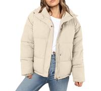 Chaqueta de Pluma Corta con Cremallera para Mujer Chaquetas de Pluma Gruesa sin Capucha Chaqueta de Gruesa para Invierno Abrigo Parker cálido M-XXL