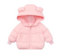 Chaqueta de plumas bebé Color sólido ropa con capucha invierno chaqueta cremallera niñas acolchado Abrigos manga larga resistente al agua Tops caliente con orejas oso sombrero a prueba de viento 1-10