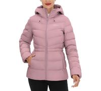 Chaqueta de plumas para mujer, chaqueta de invierno cálida, ligera, acolchada, con capucha, Rosa., S