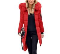 Chaqueta De Plumas para Mujer Color Liso con Capucha Manga Larga - Plumifero Ultraligero Mujer Cremallera con Bolsillo Termica Classic Running Cazadoras Chic Funcional Plumiferos Rojo L