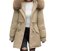 Chaqueta De Plumas para Mujer Color Liso Manga Larga con Capucha - Plumifero Ultraligero Mujer Cremallera Slim Fit Casual Deportiva Chic Chaquetas Termica Suave Plumíferos Caqui L