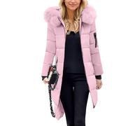 Chaqueta De Plumas para Mujer Color Liso Manga Larga con Capucha - Plumifero Ultraligero Mujer Cremallera con Bolsillo Anchos Termica Running Chaquetas Elegante Chic Plumiferos Rosa L