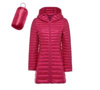Chaqueta de plumas para mujer, larga con capucha, impermeable, chaqueta para mujer, invierno, ligera, suave, plegable, acolchada, cálida, chaquetas de senderismo, Anorak Parka Duvet de media temporada