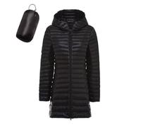 Chaqueta de plumas para mujer, larga con capucha, impermeable, chaqueta para mujer, invierno, ligera, suave, plegable, acolchada, cálida, chaquetas de senderismo, Anorak Parka Duvet de media temporada