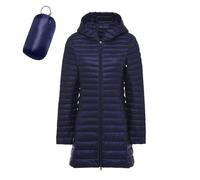 Chaqueta de plumas para mujer, larga con capucha, impermeable, chaqueta para mujer, invierno, ligera, suave, plegable, acolchada, cálida, chaquetas de senderismo, Anorak Parka Duvet de media temporada