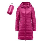 Chaqueta de plumas para mujer larga plegable impermeable chaqueta de mujer de invierno ligera suave con capucha chaqueta acolchada cálida chaquetas de senderismo anorak parka plumón chaqueta de media
