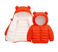 Chaqueta de plumas para niños cálido a prueba de viento color sólido invierno Tops manga larga niñas cremallera chaqueta con capucha con orejas de oso sombrero ropa acolchada acolchada abrigos 1-5