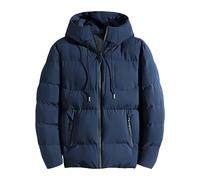 Chaqueta de plumón con capucha para hombre - Abrigo térmico de invierno tipo puffer, chaqueta gruesa y cálida de manga larga para esquí al aire libre con bolsillos con cremallera, abrigos de plumón