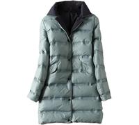 Chaqueta de plumón con Cuello de pie Ligero Reversible para Mujer, Parka Acolchada cálida y Gruesa, Chaqueta de plumón Medio Largo de Invierno, Abrigo de Bufanda Delgada (Azul,XL)