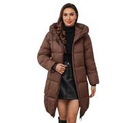 Chaqueta de plumón ligera, abrigo acolchado rojo para mujer, abrigos largos acolchados a la moda, ropa exterior elegante con capucha, chaquetas acolchadas sueltas con bolsillos, sudaderas de color