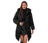 Chaqueta de plumón ligera, abrigo acolchado rojo para mujer, abrigos largos acolchados a la moda, ropa exterior elegante con capucha, chaquetas acolchadas sueltas con bolsillos, sudaderas de color
