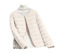 Chaqueta de plumón para mujer, 100 gramos, ligera, cortavientos, cálida, plegable, de invierno, acolchada, sin capucha, tallas grandes, elegante, manga larga, abrigo, cremallera de entretiempo