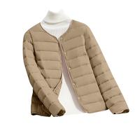 Chaqueta de plumón para mujer, 100 gramos, ligera, cortavientos, cálida, plegable, de invierno, acolchada, sin capucha, tallas grandes, elegante, manga larga, abrigo, cremallera de entretiempo