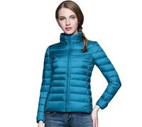Chaqueta de plumón para mujer de 100 gramos, corta, atornillada, acolchada, sin capucha, cortavientos, ultraligera, pesada, con cremallera, tallas grandes, plumas, ropa de mujer, ligera, cálida